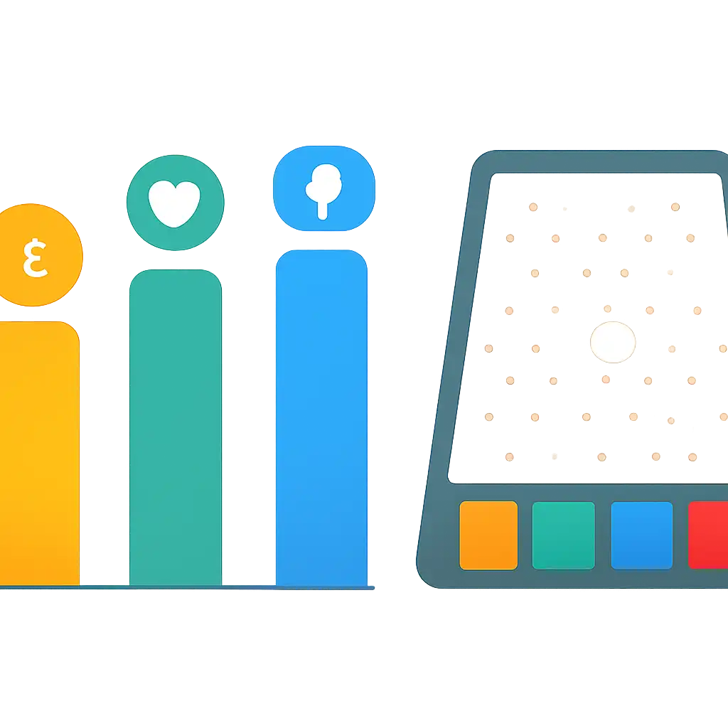 Infographic comparing options using coloured bars and, Plinko Game