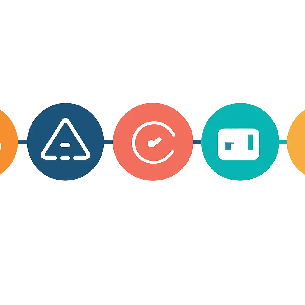 Five numbered circular icons connected by arrows in a horizontal flow, Plinko Game Strategies: Auto Cash-Out and Bet Sizing
