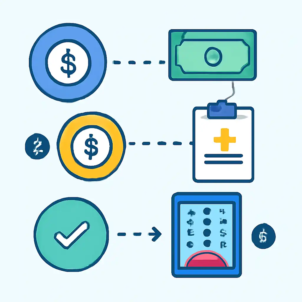 Annotated step diagram: bankroll management process with numbered callouts, Plinko Game