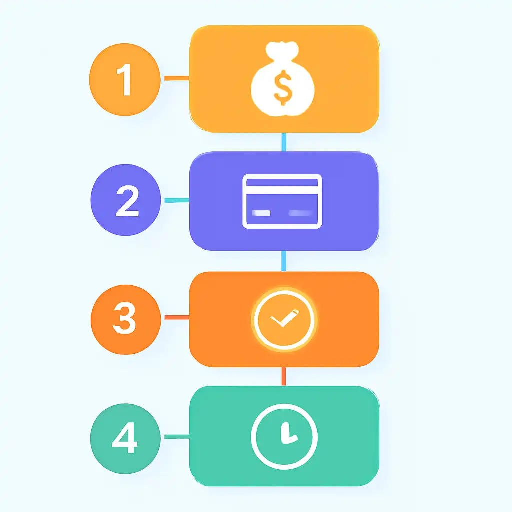 Annotated step diagram: payout timings process with numbered callouts, Plinko Game