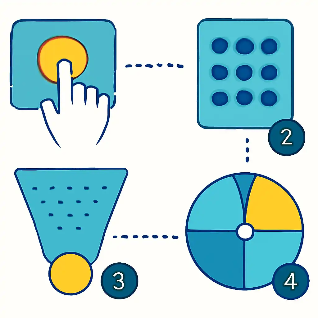 Annotated step diagram: where the odds come from process with numbered callouts, Plinko Game