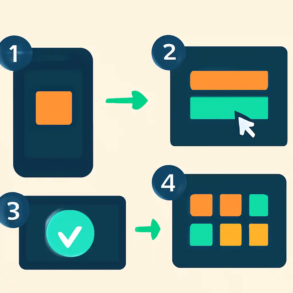 Annotated step diagram: choosing a platform process with numbered callouts, Plinko Game
